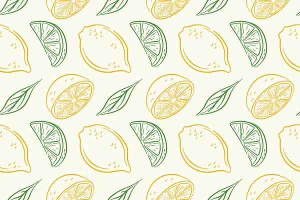 Renkli limon desenli narenciye ve sulu dilimli sanat tarzı. Paketleme, duvar kağıdı, mutfak baskısı veya taze yaz tasarımı için kusursuz bir arkaplan