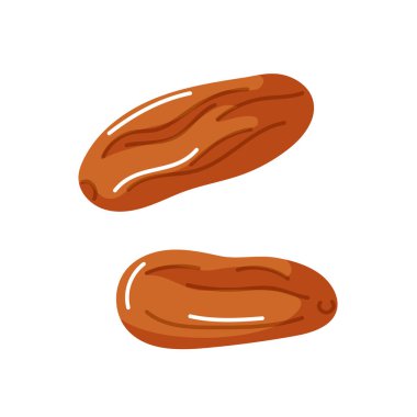 Tüm kahverengi tarihler beyaz arka planda izole edilmiş çizgi film tarzında. Yemek pişirmek için geleneksel kurutulmuş meyve veya Yahudi bayramı için Rosh Hashanah temaları