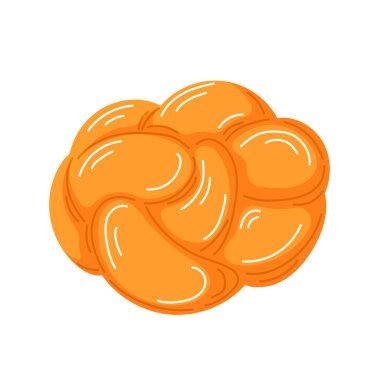 Rosh hashanah bayramı için çizgi film tarzında Challah ekmeği. Beyaz maya örülmüş ekmek, Şabat ve Yahudi bayramı için geleneksel yemek.