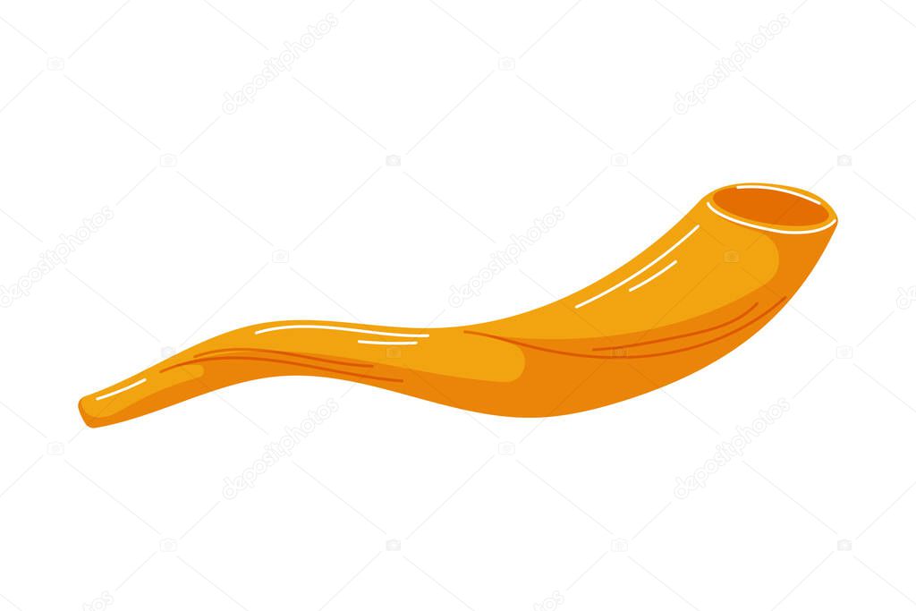 Shofar logo in cartoon style for Rosh Hashanah Jewish holiday isolated on a white background
