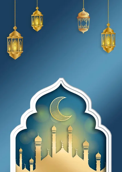 Fundo Kareem Ramadan Com Lâmpada Lanterna Tradicional Árabe Fundo Mubarak — Fotografia de Stock