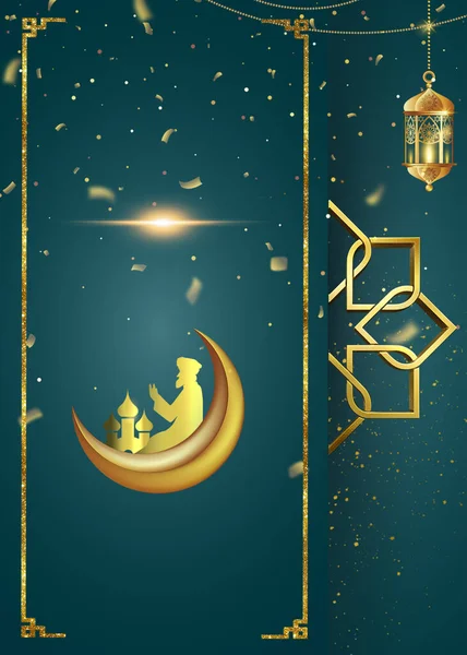 Ramadán Kareem Pozadí Arabskými Tradiční Lucerna Světlo Lampy Ramadán Eid — Stock fotografie