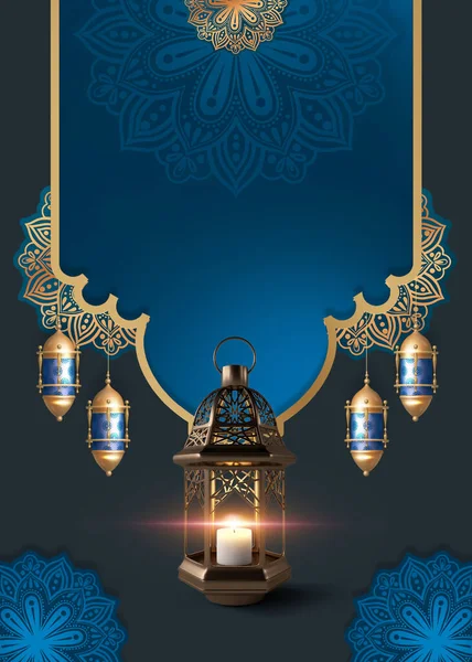 ラマダーン カレームの背景にアラビアの伝統的なランタンランプラマダーン ムバラクの背景 — ストック写真