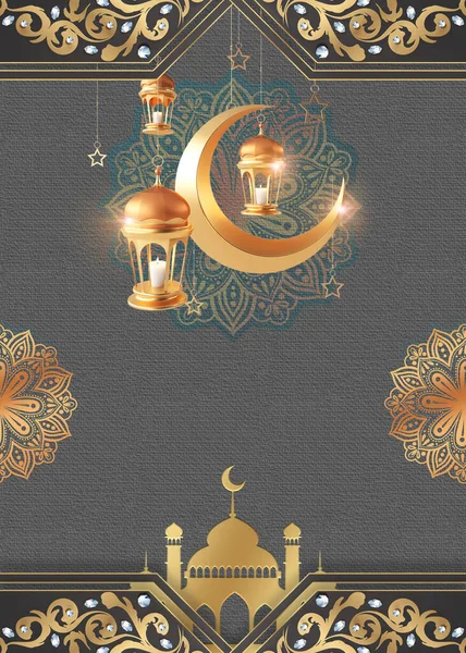 Fondo Kareem Ramadán Con Lámpara Luz Linterna Tradicional Árabe Fondo — Foto de Stock
