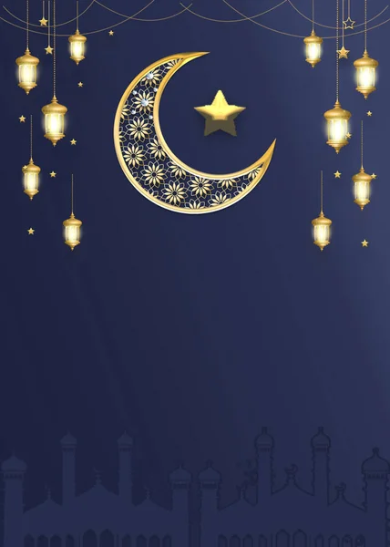 Ramadan Kareem Háttér Arab Hagyományos Lámpás Lámpa Ramadan Eid Mubarak — Stock Fotó