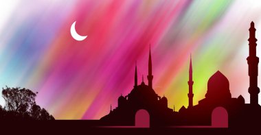 Ramazan Kareem fener tebrik kartı tasarım camisi. 