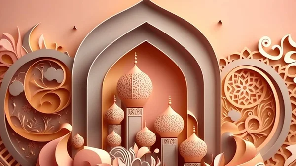 Ramadan Kareem Linterna Tarjeta Felicitación Diseño Mezquita —  Fotos de Stock