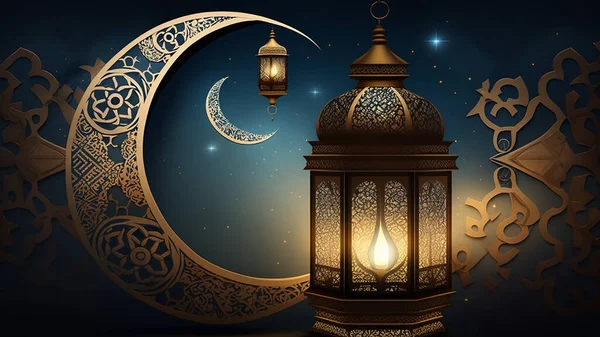 Ramadan Kareem Lanterna Cartão Saudação Projeto Mesquita — Fotografia de Stock