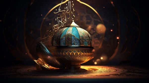 Ramadan Kareem Laterne Grußkarte Design Moschee — Stockfoto