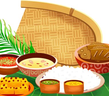 Bengali yılınız kutlu olsun, Pohela Boishakh tipografi illüstrasyonu, Suvo Noboborsho