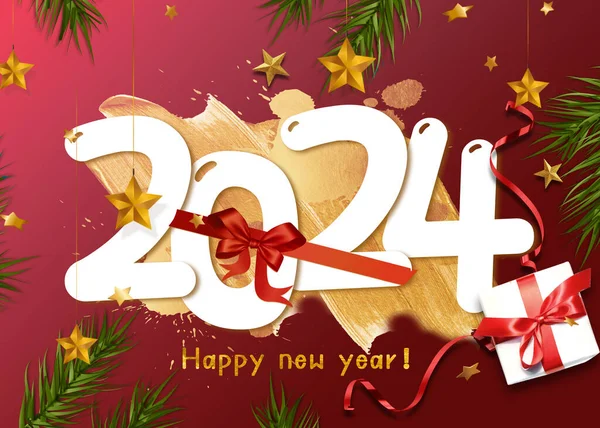 Szczęśliwego Nowego Roku 2024 Świętowanie Tła Roku — Zdjęcie stockowe