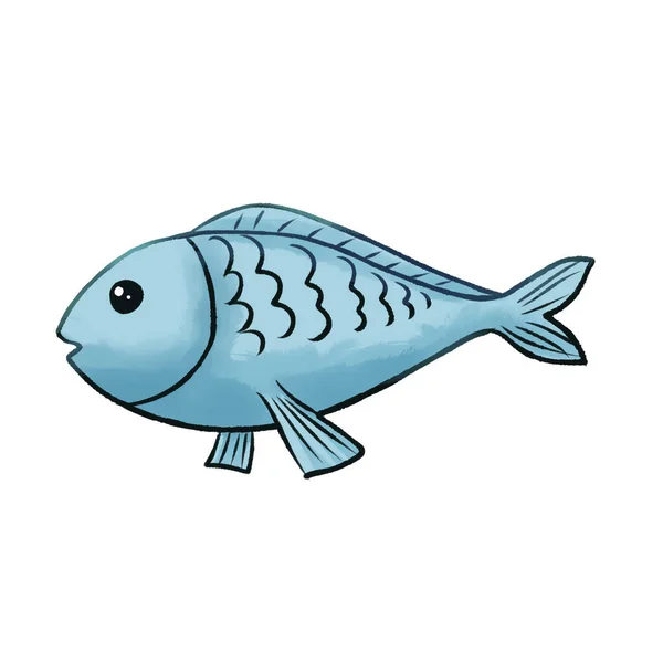 Fish Vector Doodle Style White Background Fish Clipart Colour Fish — Stock Photo, Image