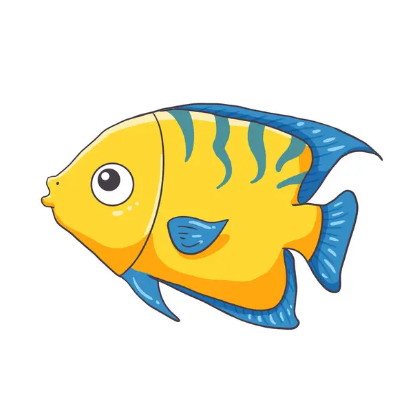 Fish Vector Doodle Style White Background Fish Clipart Colour Fish — 图库照片