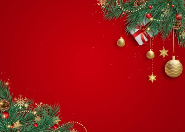 Soyut Mutlu Noeller arkaplanı, kar taneleri ve kırmızı beyaz parlak yıldızlar. Yeni yıl ışıkları, yıldızlı gökyüzü