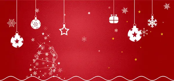 赤と白のスノーフレークと輝く星との抽象的なメリークリスマスの背景 新しい年ライト — ストック写真