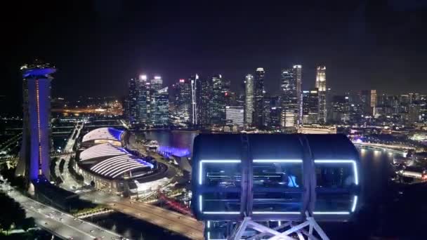 Промежуточное Видео Красивого Ночного Вида Город Сингапур Снятое Капсулы Сингапурского — стоковое видео