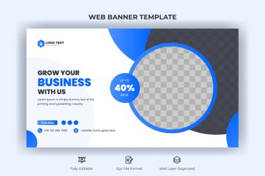 Creative corporate social media web banner and youtube thumbnail template | Youtube live stream video thumbnail for a marketing agency