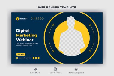 Online marketing webinar web banner and youtube thumbnail template