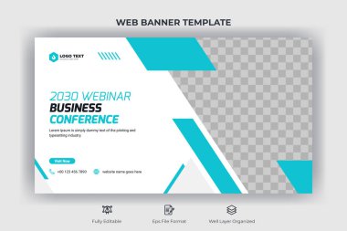 Online marketing webinar web banner and youtube thumbnail template