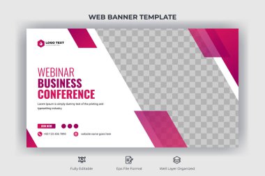 Online marketing webinar web banner and youtube thumbnail template