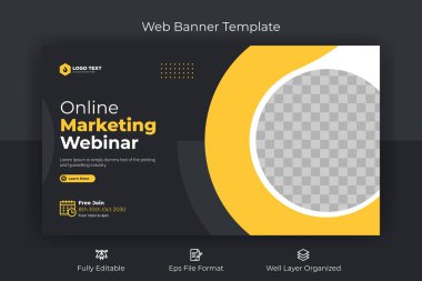 Online marketing webinar web banner and youtube thumbnail template