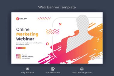 Online marketing webinar web banner and youtube thumbnail template