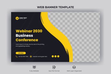 Webinar business conference web banner landing page and youtube thumbnail template