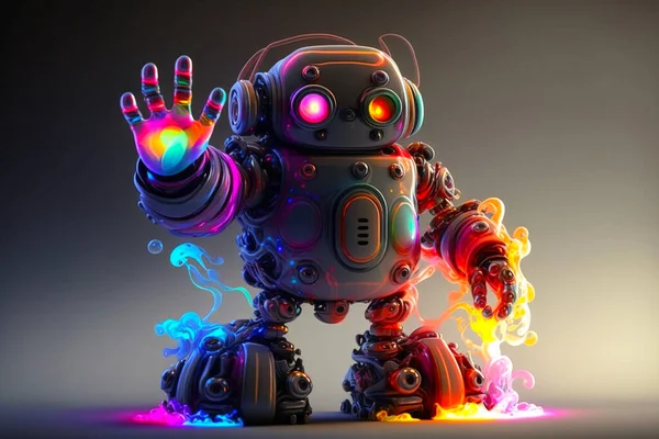 Cute robot waving hand