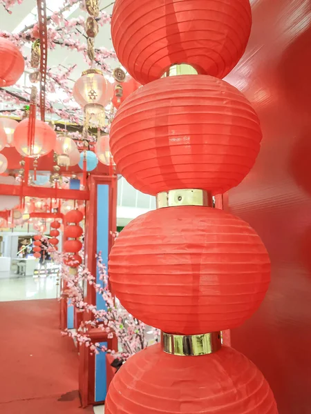 stock image Hanging lanterns for Chinese New Year decorations at the mall