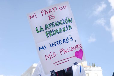 Primary care doctors and nurses organised by APISCAM, Asociacin de Profesionales de Informtica de Sanidad de la Comunidad de Madrid, continue their protest in support of a public health care service in the Region of Madrid. 