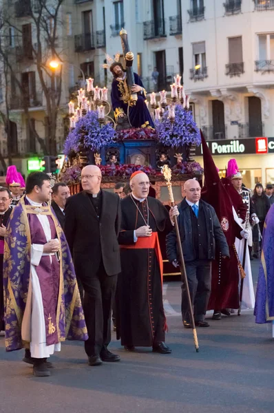 Kardinaal Aartsbisschop Van Madrid Carlos Osoro Sierr Die Processie Van — Stockfoto
