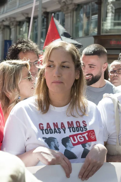 Ugt Madrid General Secretary Marina Prieto Ludzie Wzięli Udział Demonstracji — Zdjęcie stockowe