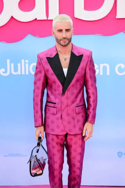 stock image Pelayo Diaz, fashion designer, at the private event premiere of the film, Barbie, during a pink carpet event at Gran Teatro Caixabank which included a chill out area, Madrid Spain..