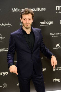 Alberto Ammann posed for the media during the red carpet photocall of the 27th Malaga Festival  27 Festival De Mlaga  presentation at the Royal Theatre, Madrid Spain February 15th 2024 clipart