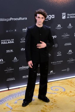  27. Malaga Festivali 'nin 27. De Mlaga Festivali' nde 15 Şubat 2024 'te İspanya Kraliyet Tiyatrosu' nda düzenlenen kırmızı halı fotoğraf çekimi sırasında medyaya poz verdi.  