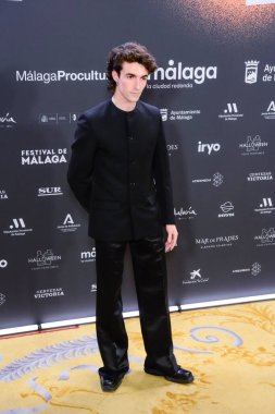  27. Malaga Festivali 'nin 27. De Mlaga Festivali' nde 15 Şubat 2024 'te İspanya Kraliyet Tiyatrosu' nda düzenlenen kırmızı halı fotoğraf çekimi sırasında medyaya poz verdi.  