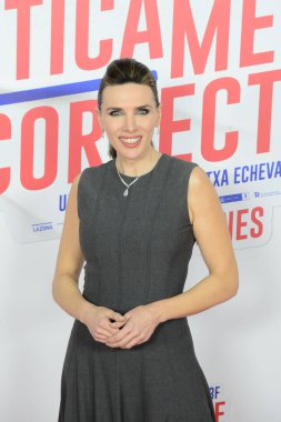 Maria Hervas posed on the red carpet photocall during the premiere of the Spanish film Polticamente Incorrectos, Politically Incorrect ,at the Cine Paz Madrid Spain February 19th 2024 clipart