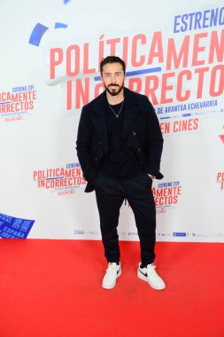 posed on the red carpet photocall during the premiere of the Spanish film Polticamente Incorrectos,  Politically Incorrect, at the Cine Paz Madrid Spain February 19th 2024 clipart
