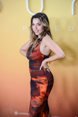 Albanta San Roman posing on the red carpet photocall during. Dune Part 2, Dune Part Two, premiere at the Kinepolis cinema complex in Madrid Spain February 22nd 2024 clipart