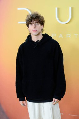 Mike Fajardo posing on the red carpet photocall during. Dune Part 2, Dune Part Two, premiere at the Kinepolis cinema complex in Madrid Spain February 22nd 2024 clipart