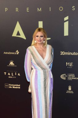 Ainhoa Arteta İspanya Tiyatro Espanol de Madrid 'de 22 Nisan 2024 tarihinde yapılan fotoğraf çekimi sırasında İspanya Sahne Sanatları Akademisi için 2024 Talia Ödülleri' ne katıldı.