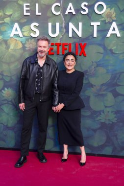 Tristan Ulloa and Candela Pena  seen posing at the photocall during the Netflix premiere of the tv miniseries The Asunta Case - El Caso Asunta, at the Conde Duque cultural centre, Madrid, Spain April 25th 2024 clipart