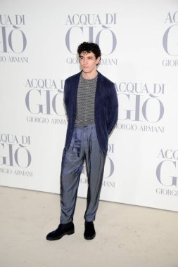 Javier Garca-Obregon ve Eugenia Gil Muoz Giorgio Armani etkinliği sırasında poz verdiler. İspanya, Madrid 'deki Matadero' da Acqua Di Gio Eau de Toilette kutlamaları sırasında kırmızı halı fotoğrafı çekildi.