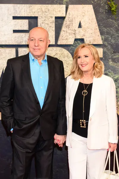 Stock image Guillermo Mercado and Nieves Herrero posed during the photocall during a special showing of the ape fiction movie the Kingdom of the Planet of the Apes at the Kinepolis City of the Image in Madrid Spain May 6th 2024.