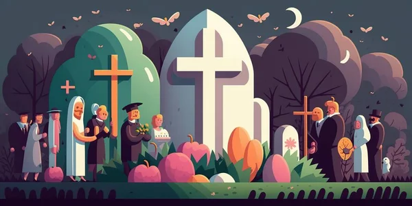 Easter Sunday Illustration. Easter vector illustration. Cave. Empty tomb of Jesus. Scripture.