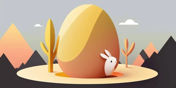Happy Easter banner. easter sunday, bunny egg modern illustration, cartoon flat style