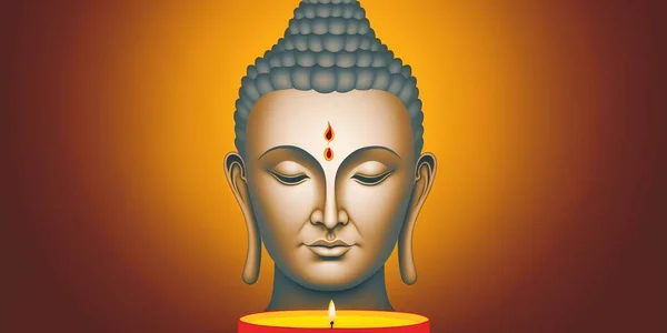 Illustration of Vesak Day, Buddha Purnima wishes greetings with buddha and lotus illustration. Vesak Day Creative Concept for Card or Banner. Best for poster, banner, logo, background, greetings, print design, festive elements.