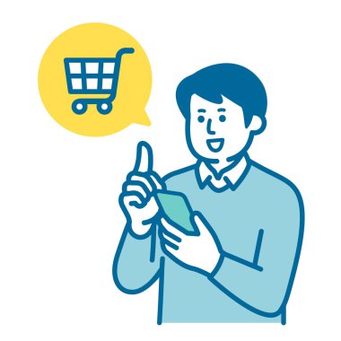 Erkekler akıllı telefonlarıyla online alışveriş yapıyorlar.