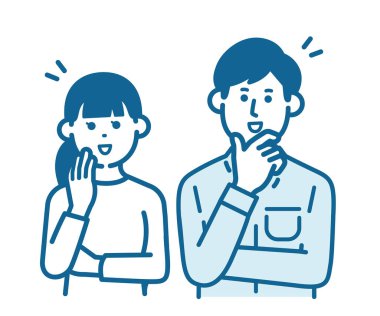 İkna olmuş erkek ve kadınların basit bir çizimi