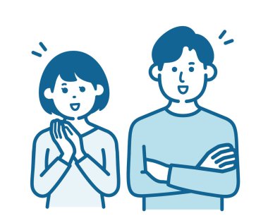 İkna olmuş erkek ve kadınların basit bir çizimi